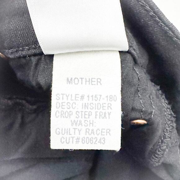 Mother Insider Crop Step Fray Guilty Racer Black Side Stripe Denim Jean Size 27 - Picture 9 of 11